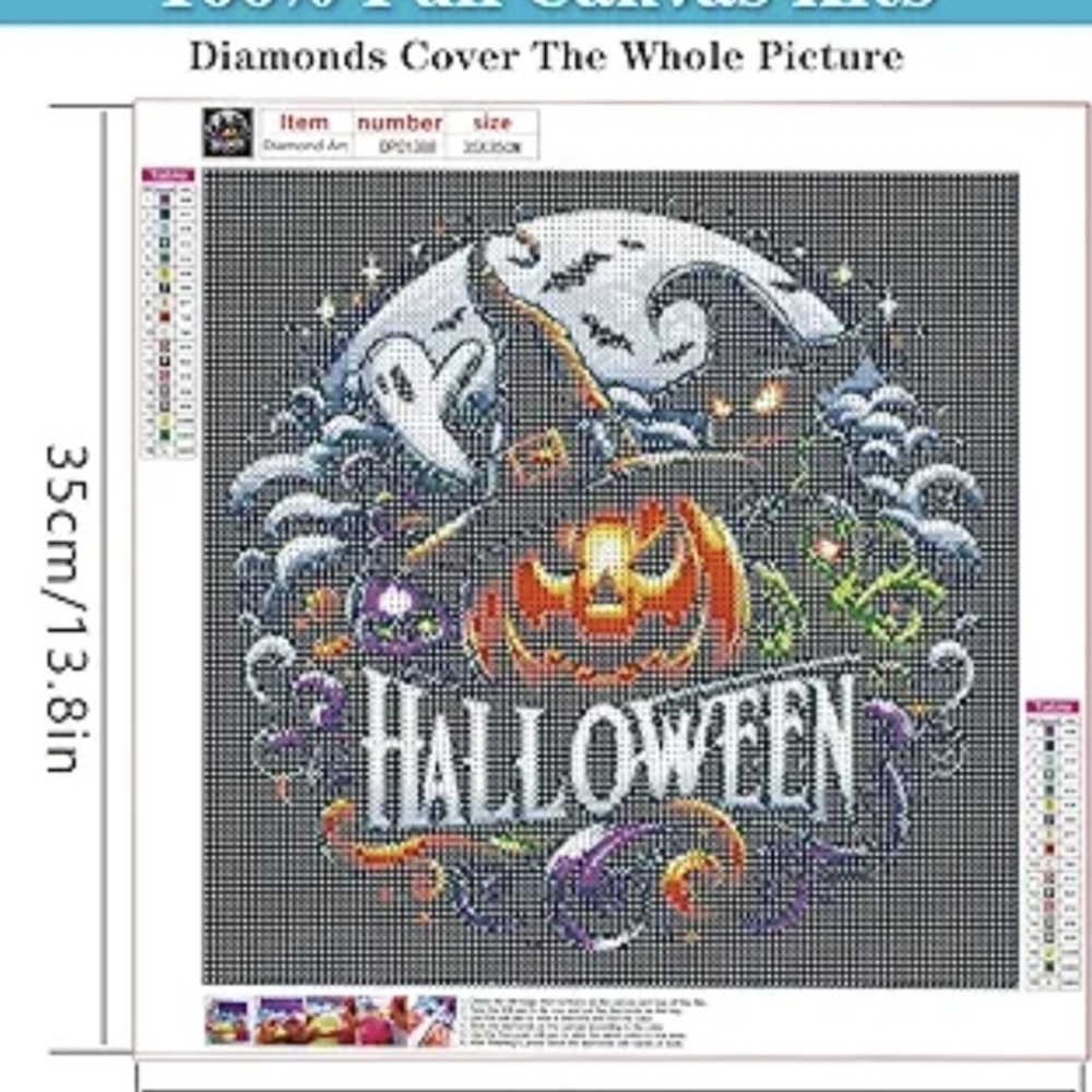 Halloween Jack-o-Lantern Witch Ghost Skull 5D Diamond Painting New - Picture 5 of 7